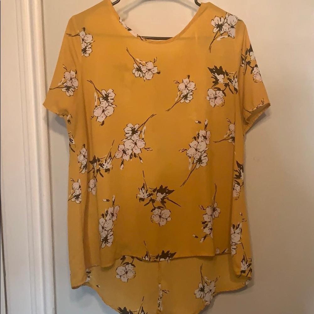 Yellow Floral High-Low Blouse